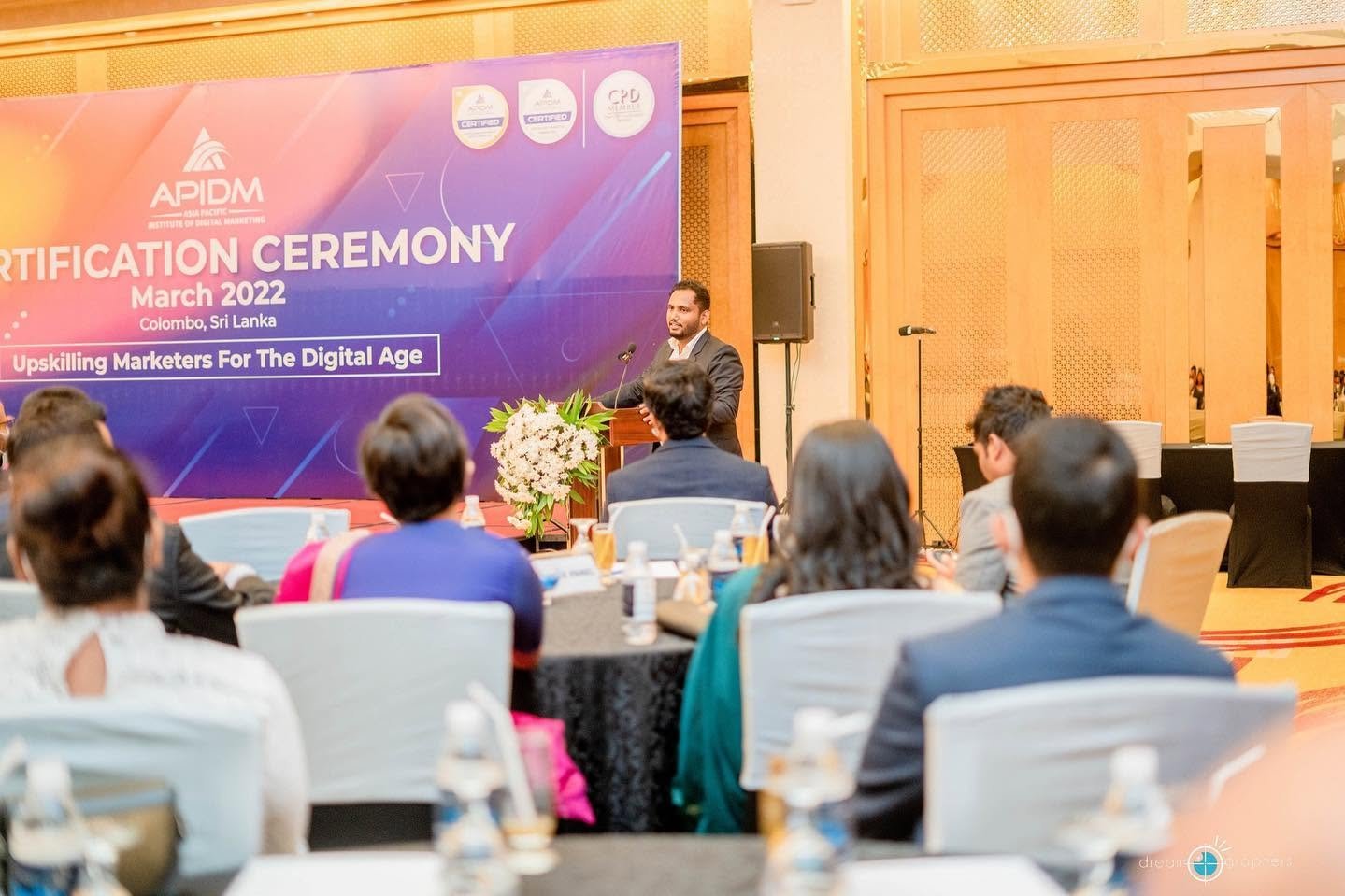 Infas addressing the APIDM certification ceremony, March 2022
