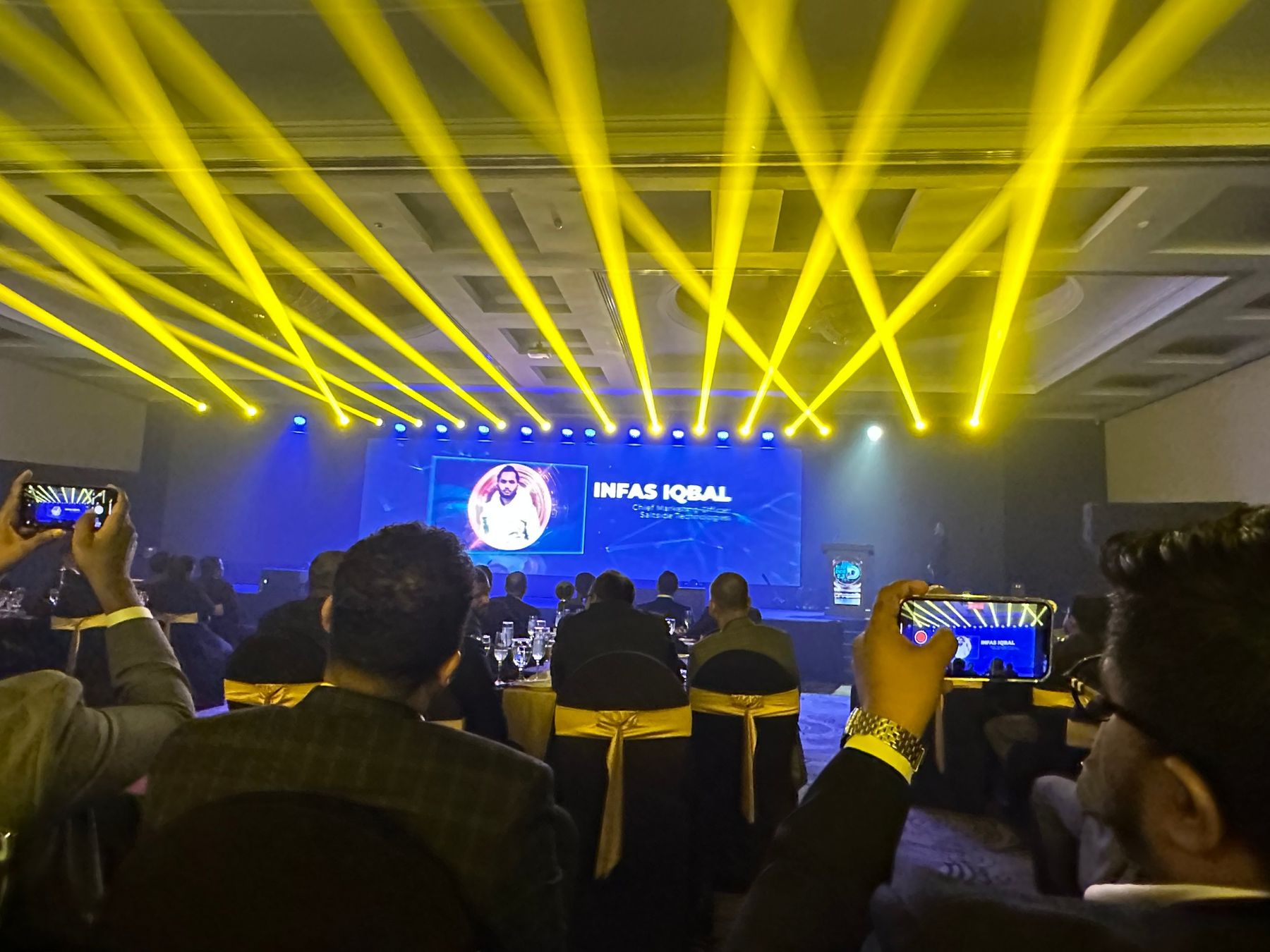 SLIM DIGIS awards night with Infas Iqbal introduced on the main screen