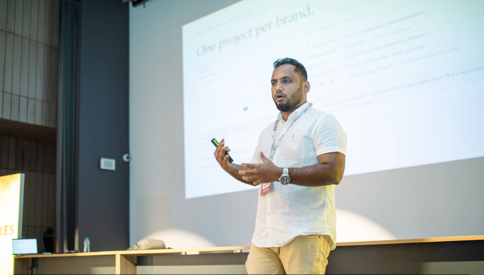 Infas Iqbal speaking at MeasureCamp Sri Lanka 2026